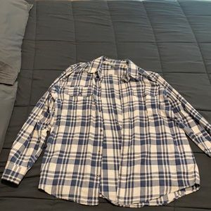 Large blue and white flannel